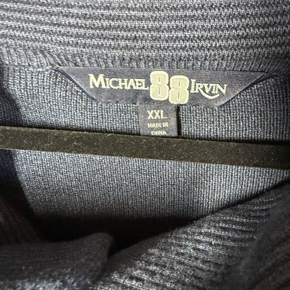 Michael 88 Irvin Mens Navy Blue Mock Neck Sweater XXL Cable Knit Button Detail - Picture 12 of 14